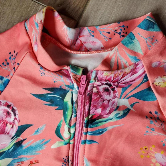 SHEIN Baby Girl Floral Print Raglan Sleeve Peplum One Piece Swimsuit Size 80 - Picture 7 of 15